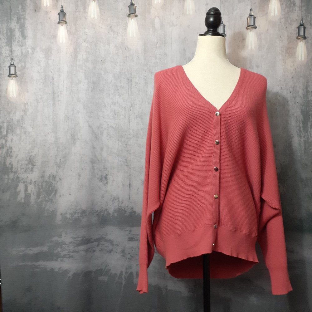 T Tahari Button Down Cardigan Terracotta Large